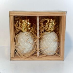 White & Gold Pineapple Salt & Pepper Shakers